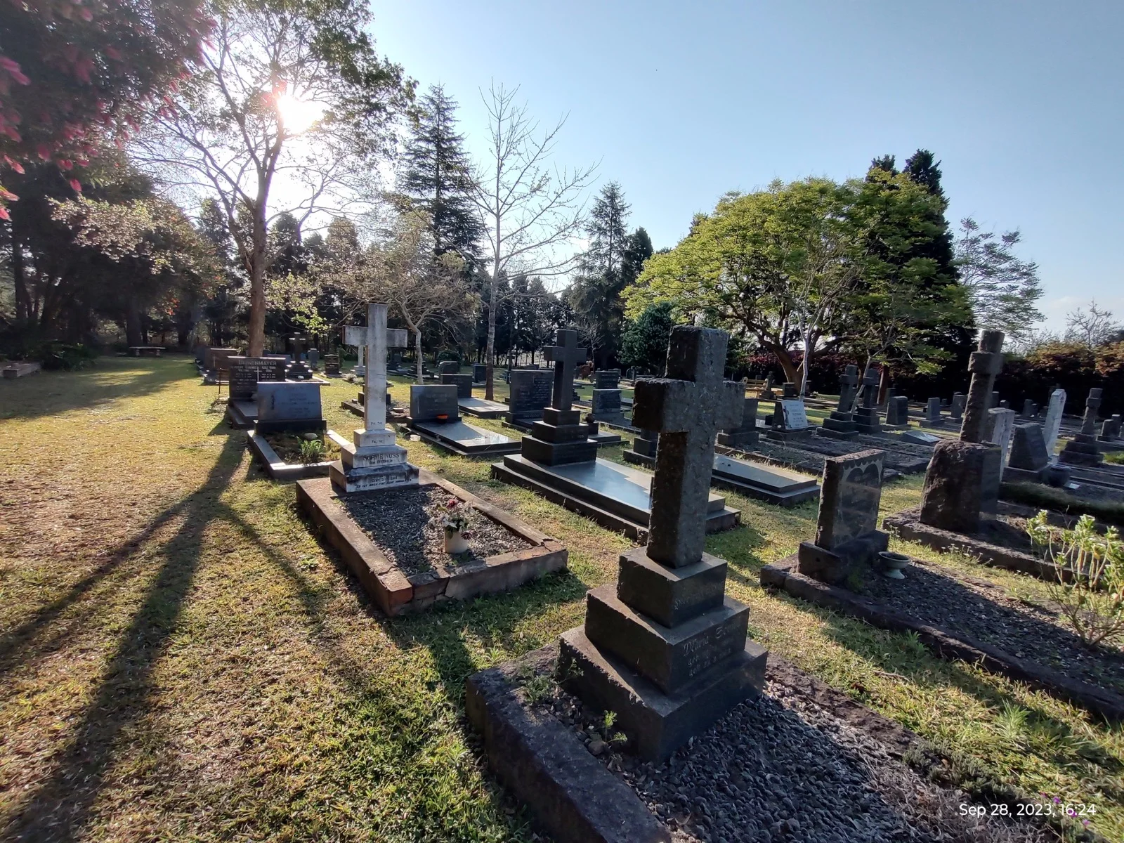 Historic graves and stone crosses in the Peter Paul Church cemetery